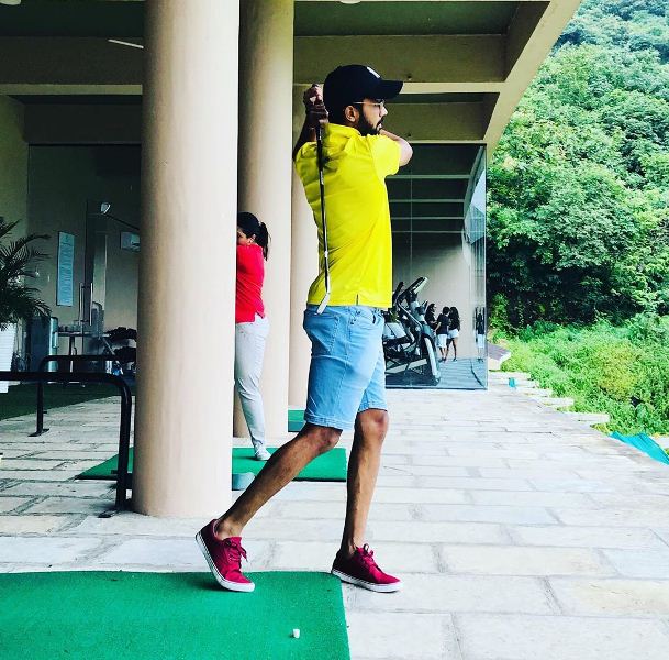 Ruturaj Gaikwad playing golf at a golf club
