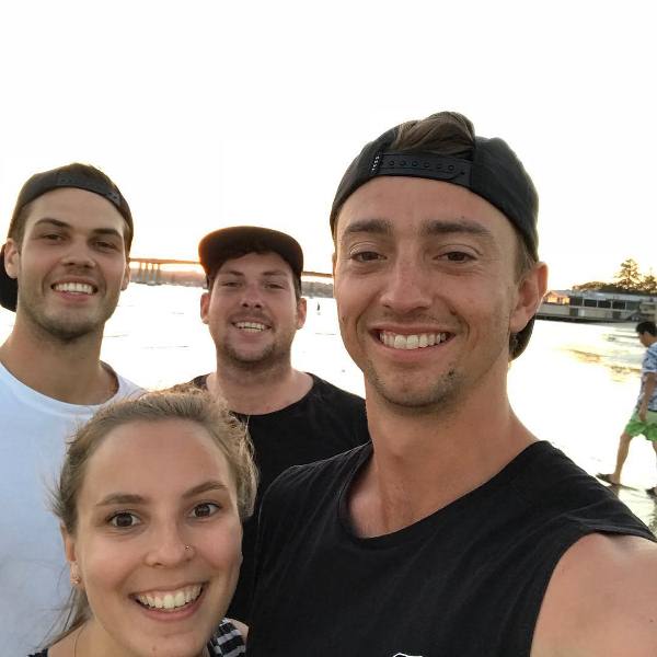 Daniel Sams with his wife and friends at the beach