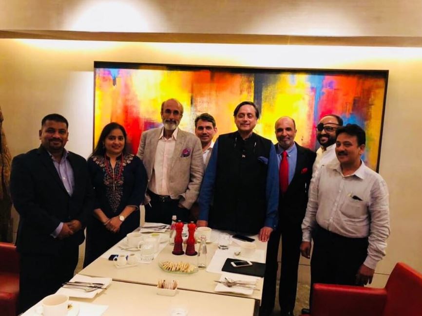 Sanjay Jha with Shashi Tharoor and the All India Professionals Congress Team