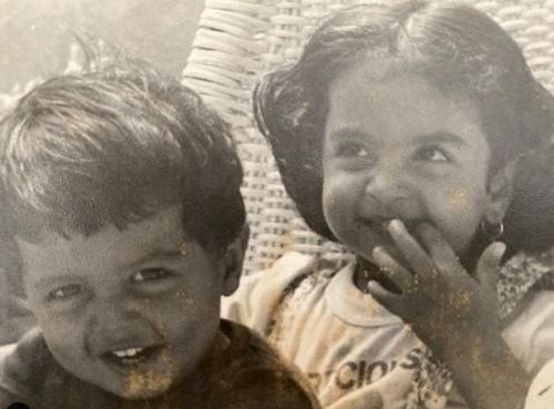 A Childhood Picture of Seema Khan (on the left) with her Brother