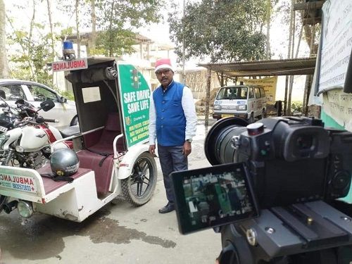 Karimul Haque with his motorcycle ambulances