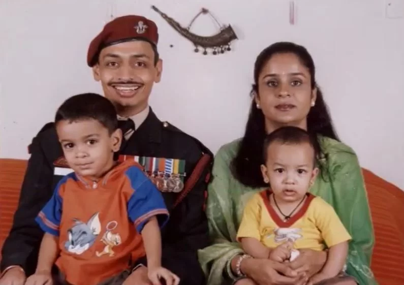 Deependra Sengar with his wife and children