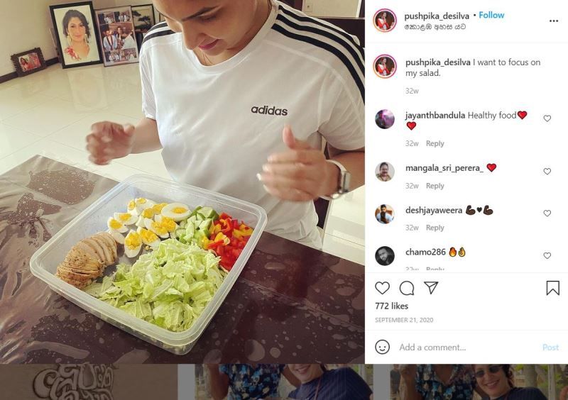 Pushpika De Silva sharing her breakfast meal on her Instagram