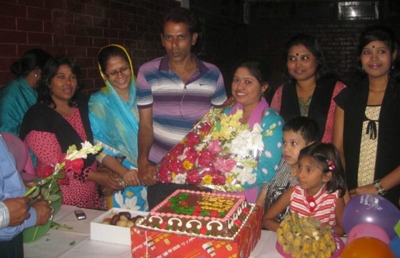 Taslima ( on extreme right) at a birthday event in Dhaka