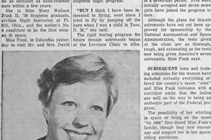 Wally Funk featured in a newspaper in 1961