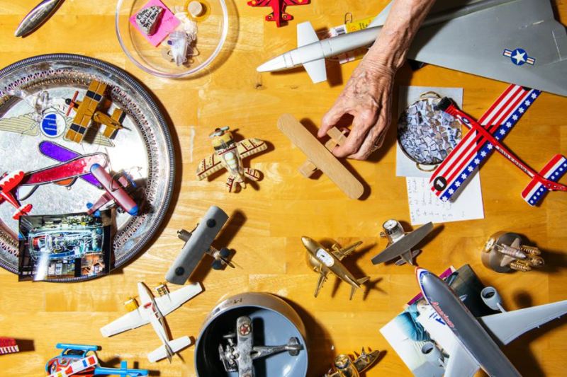A portion of Wally Funk’s collection of space and aviation memorabilia she’s accumulated over the years