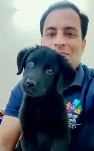Sanjeev Rajput with his pet dog