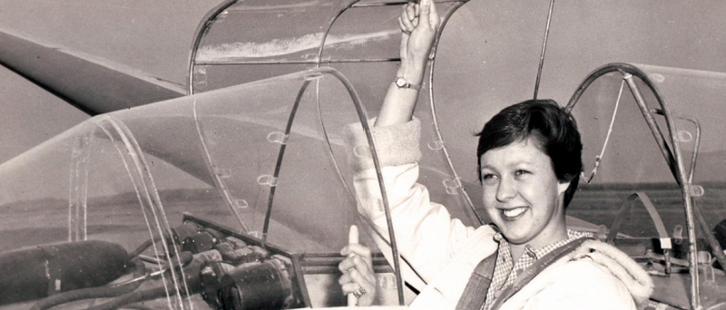 Wally Funk during an air race